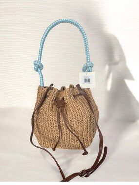 SOL MER STRAW LEATHER BUCKET BAG GIFT HAT